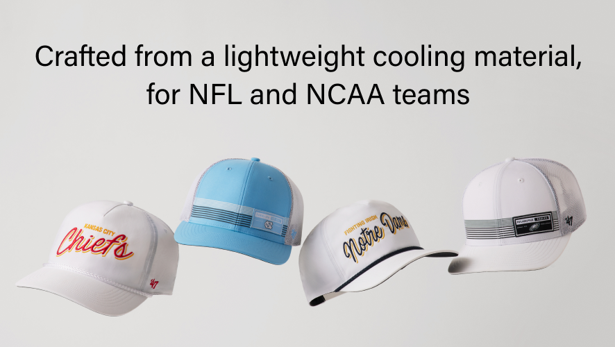 Crafted from a lightweight cooling material for NFL and NCAA Teams. Four hats shown