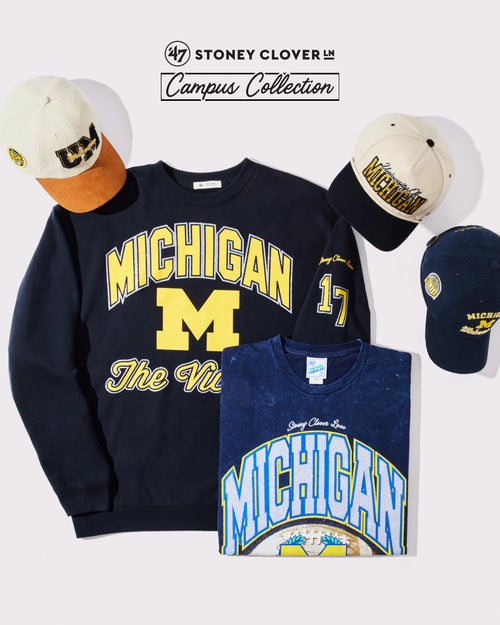 Stoney Clover Lane Michigan-themed apparel and accessories on a white background