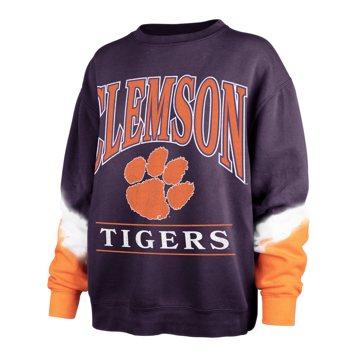 CLEMSON TIGERS SLEEVE DYE '47 BOYFRIEND CREW WOMENS