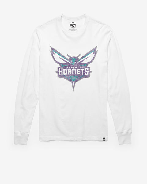 47 Men's Charlotte Hornets Purple Linear Franklin Long Sleeve T-Shirt, Small