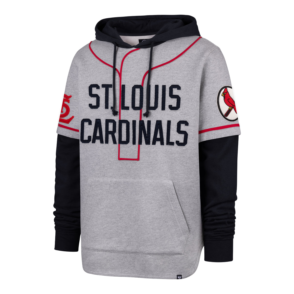 ST. LOUIS CARDINALS COOPERSTOWN GAME FELT FIFTIES '47 SHORTSTOP PULLOVER HOOD