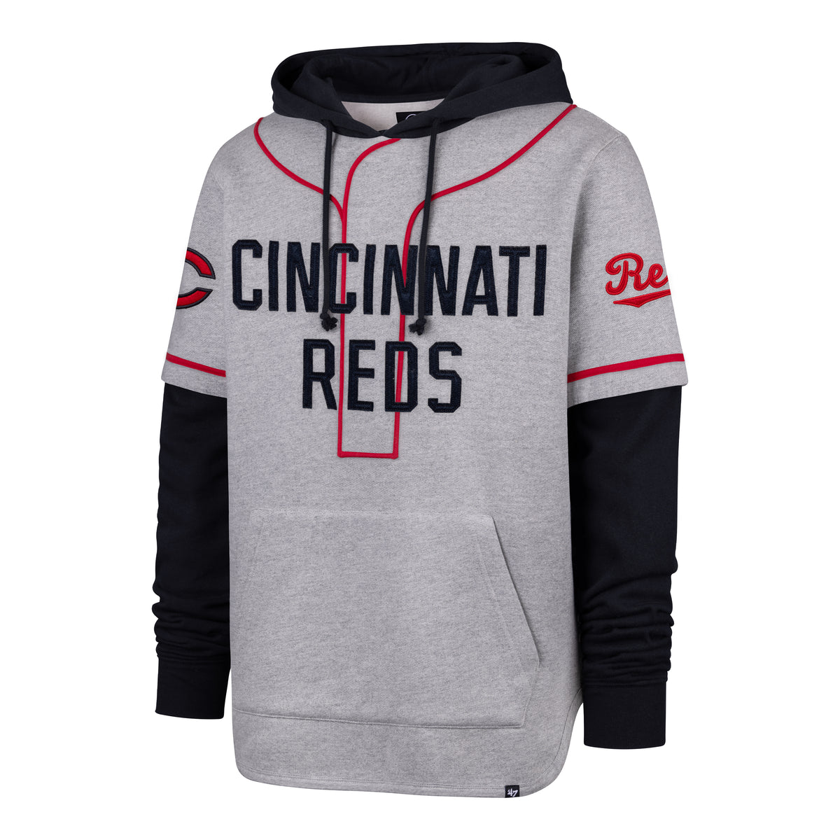 CINCINNATI REDS COOPERSTOWN GAME FELT FIFTIES '47 SHORTSTOP PULLOVER HOOD