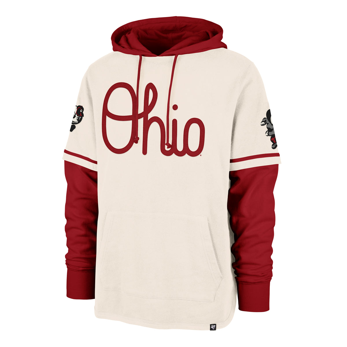 OHIO STATE BUCKEYES VINTAGE TRIFECTA '47 SHORTSTOP PULLOVER HOOD