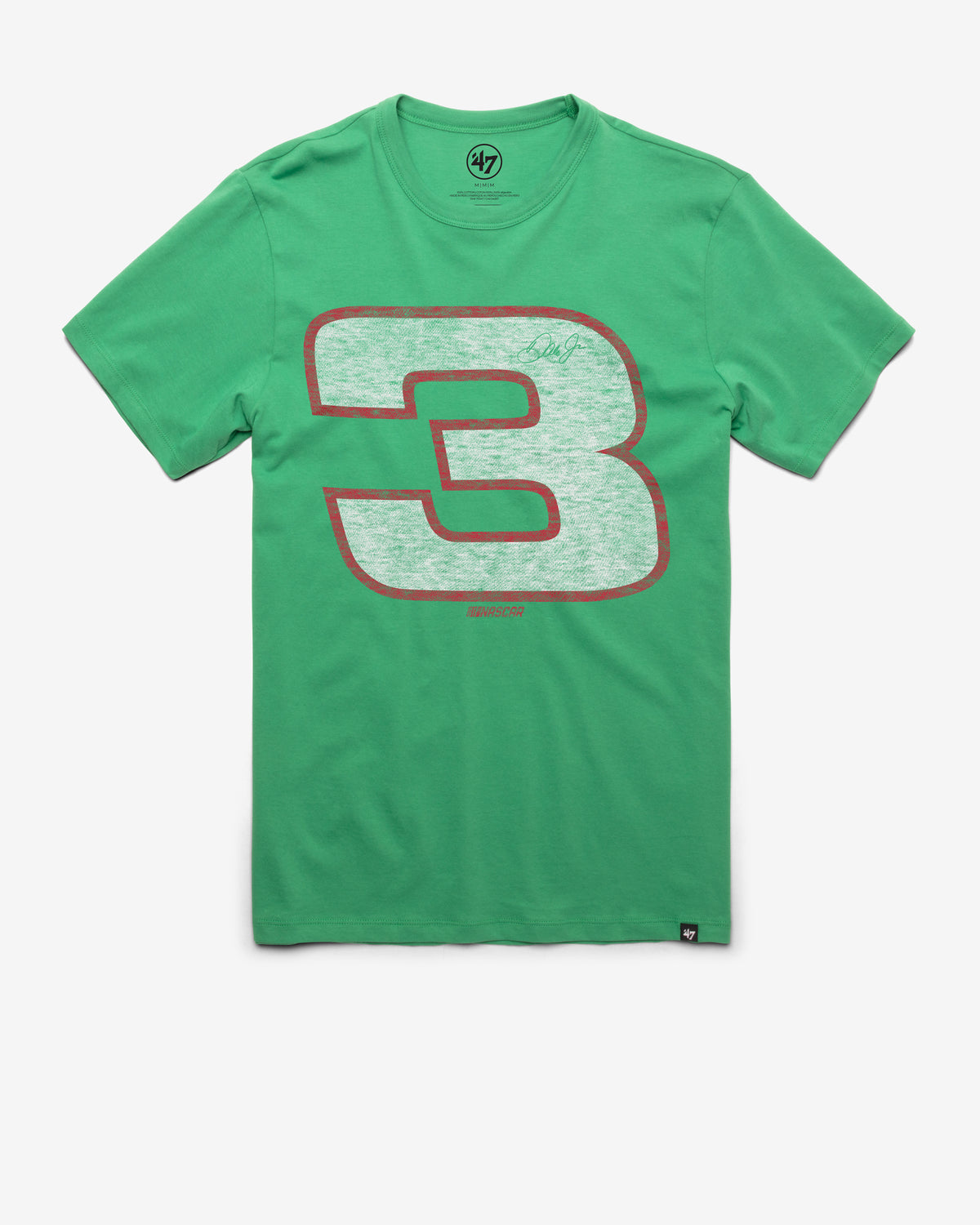 Green short-sleeve tee with a large distressed number 3 graphic on the front, a vintage racing-inspired design from ‘47 Brand.