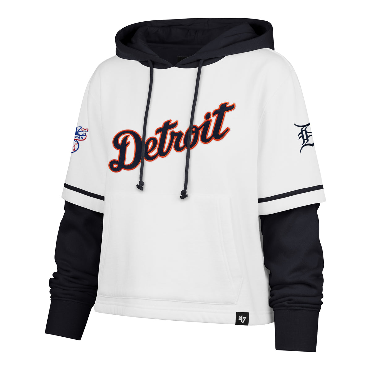 DETROIT TIGERS TRIFECTA CROPPED '47 SHORTSTOP PULLOVER HOOD WOMENS