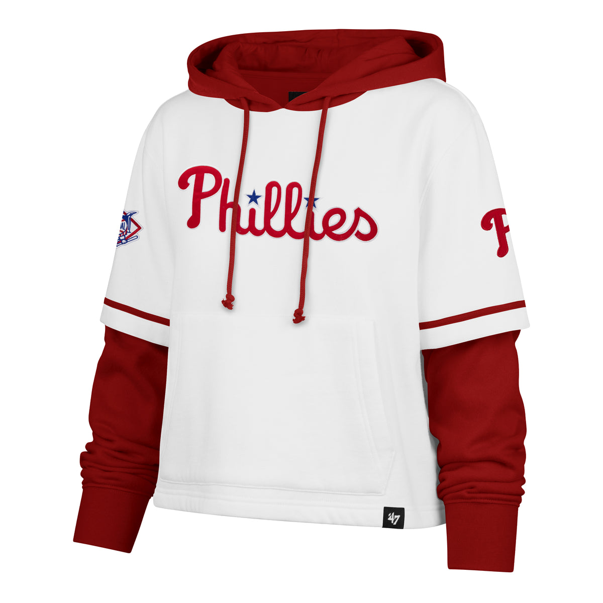 PHILADELPHIA PHILLIES TRIFECTA CROPPED '47 SHORTSTOP PULLOVER HOOD WOMENS