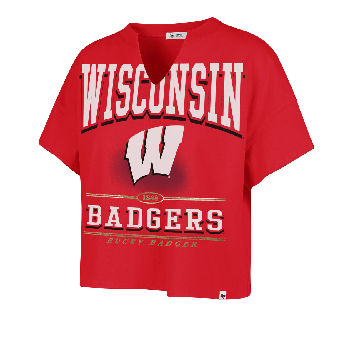 WISCONSIN BADGERS ELATION '47 OVERSIZED NOTCH NECK TEE WOMENS
