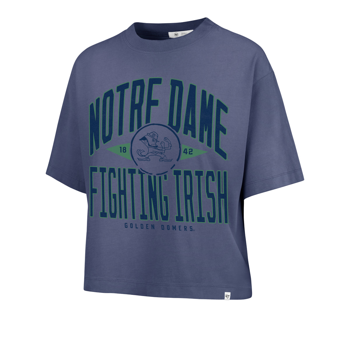 NOTRE DAME FIGHTING IRISH WINDTHROW '47 RAVINE CROP TEE WOMENS