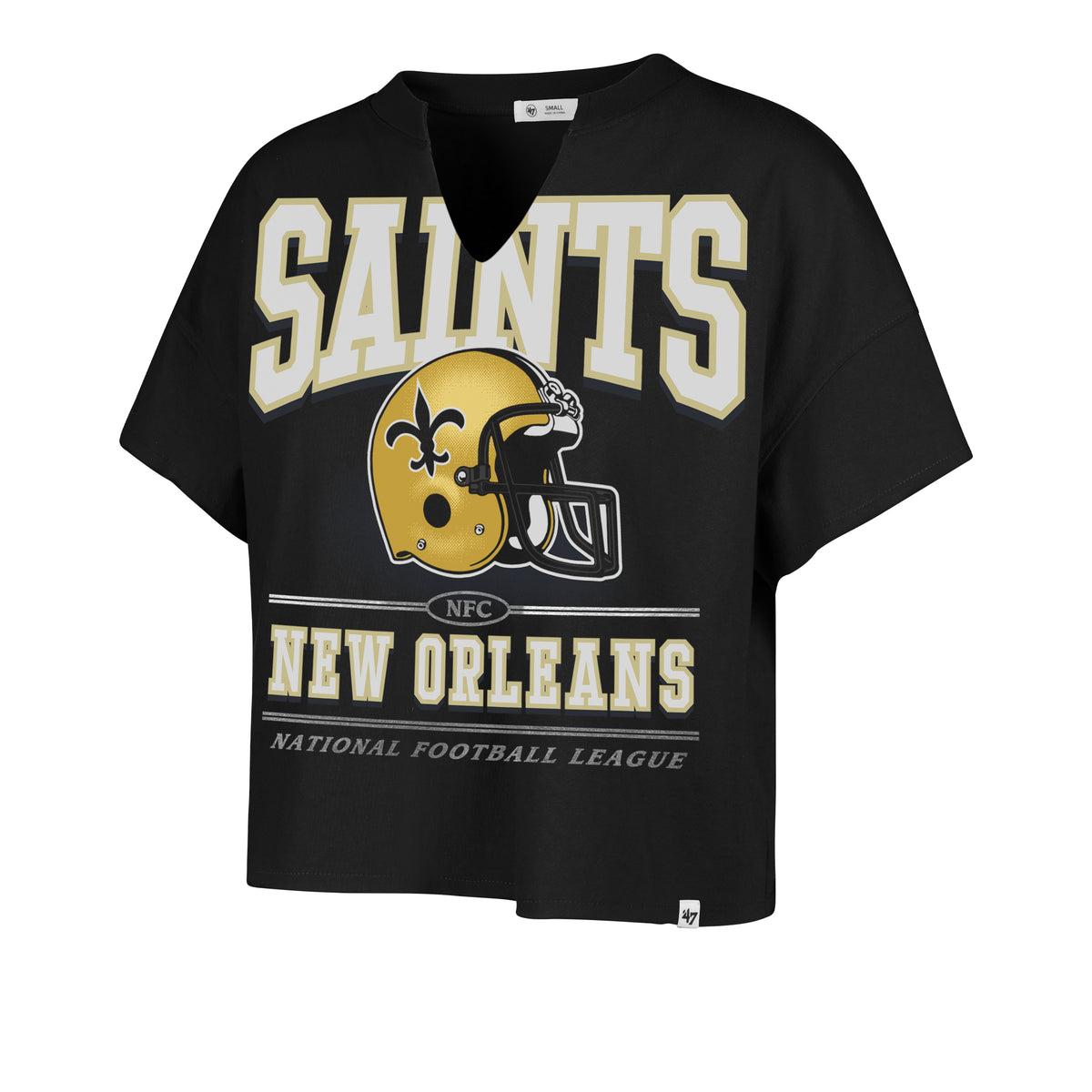 NEW ORLEANS SAINTS HISTORIC ELATION '47 OVERSIZED NOTCH NECK TEE WOMENS