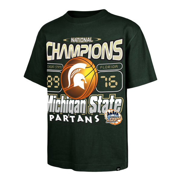 michigan state fan gear Michigan State University Basketball Short Sleeve T-Shirt | Green | 47 Brand | Dark Green