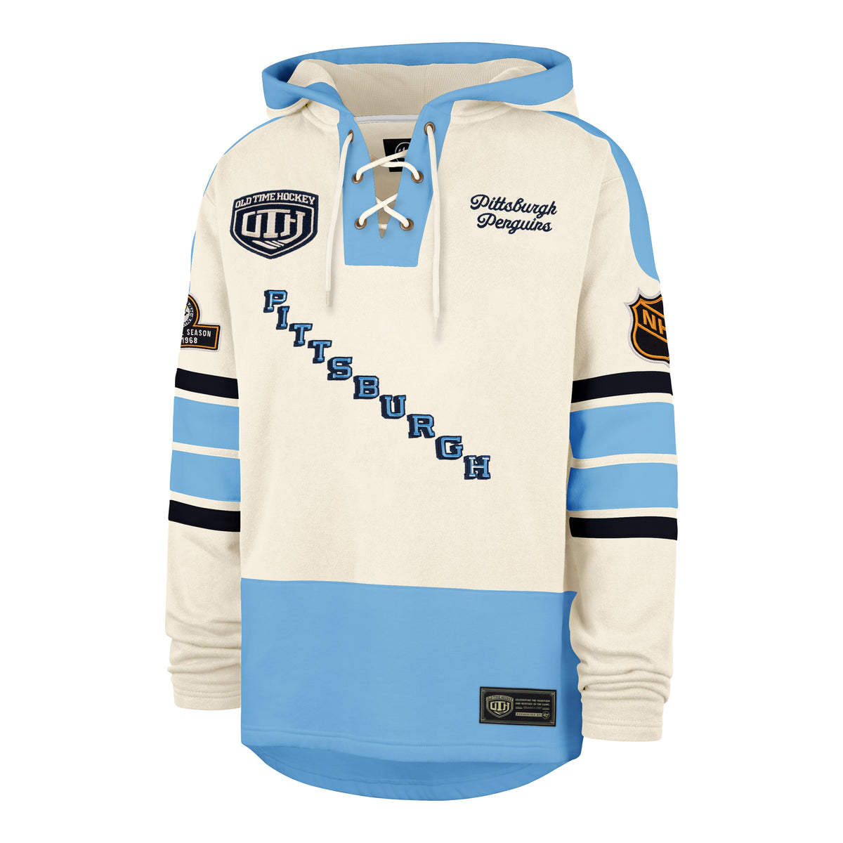 OLD TIME HOCKEY PITTSBURGH PENGUINS VINTAGE PUCK DROP DUAL '47 HERITAGE LACER