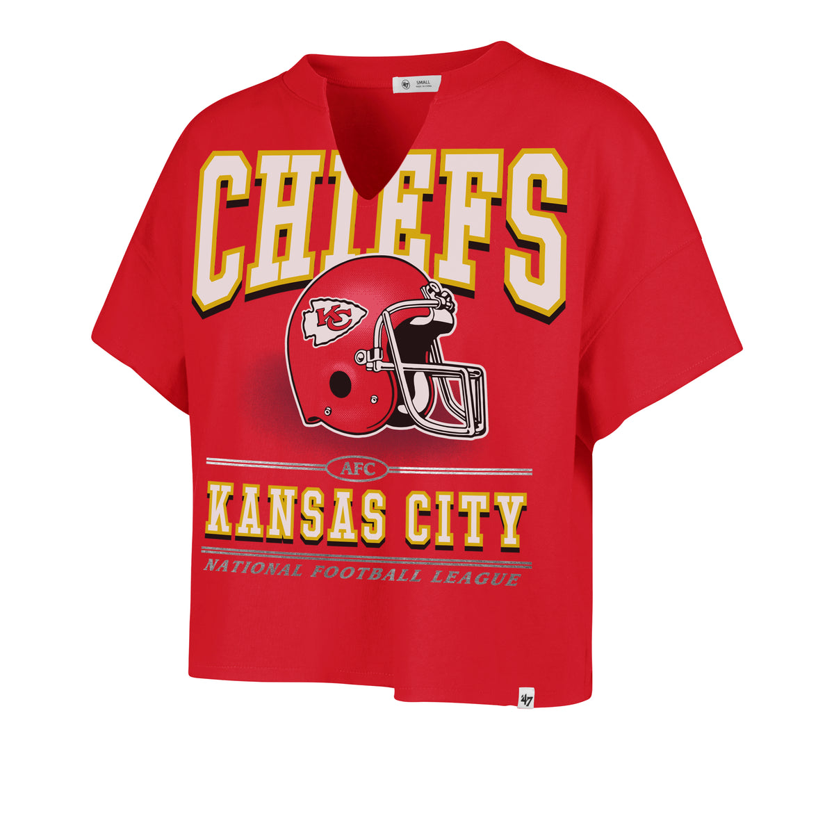 KANSAS CITY CHIEFS ELATION '47 OVERSIZED NOTCH NECK TEE WOMENS