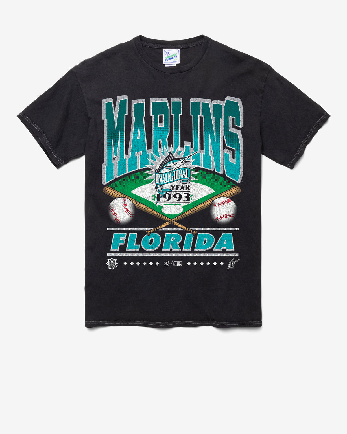 MIAMI MARLINS COOPERSTOWN STRAIGHT SHOT VINTAGE '47 TUBULAR TEE