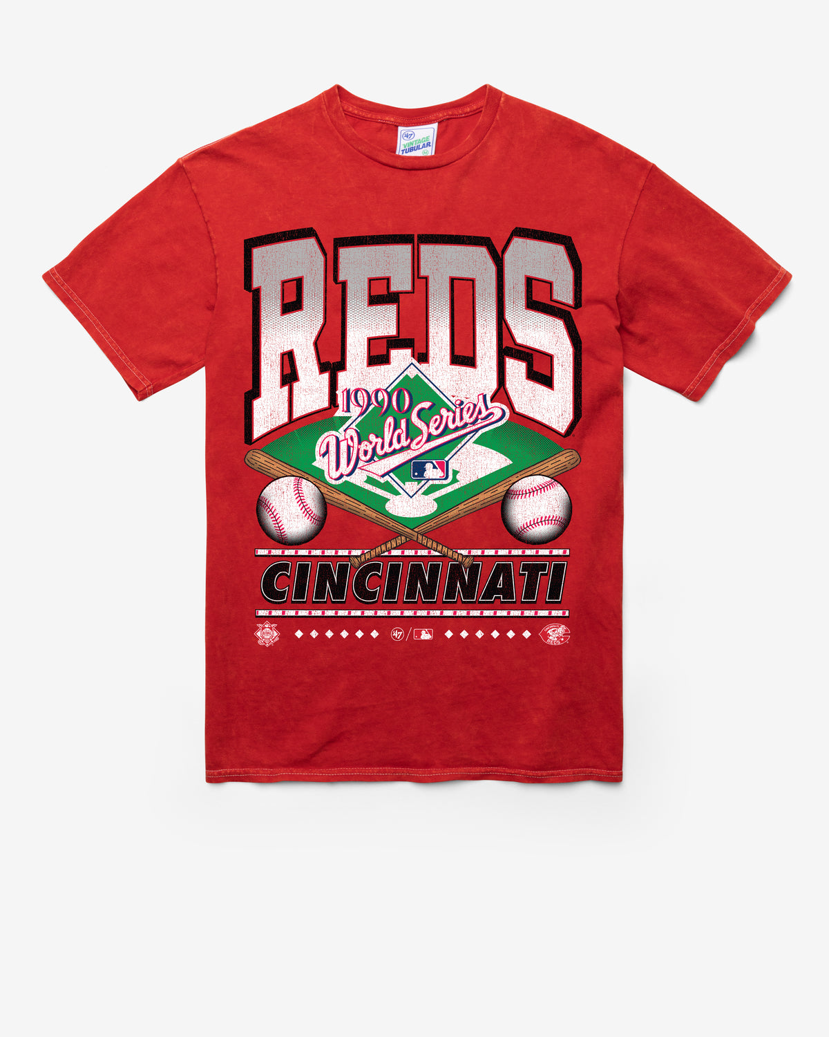 CINCINNATI REDS COOPERSTOWN WORLD SERIES STRAIGHT SHOT VINTAGE '47 TUBULAR TEE