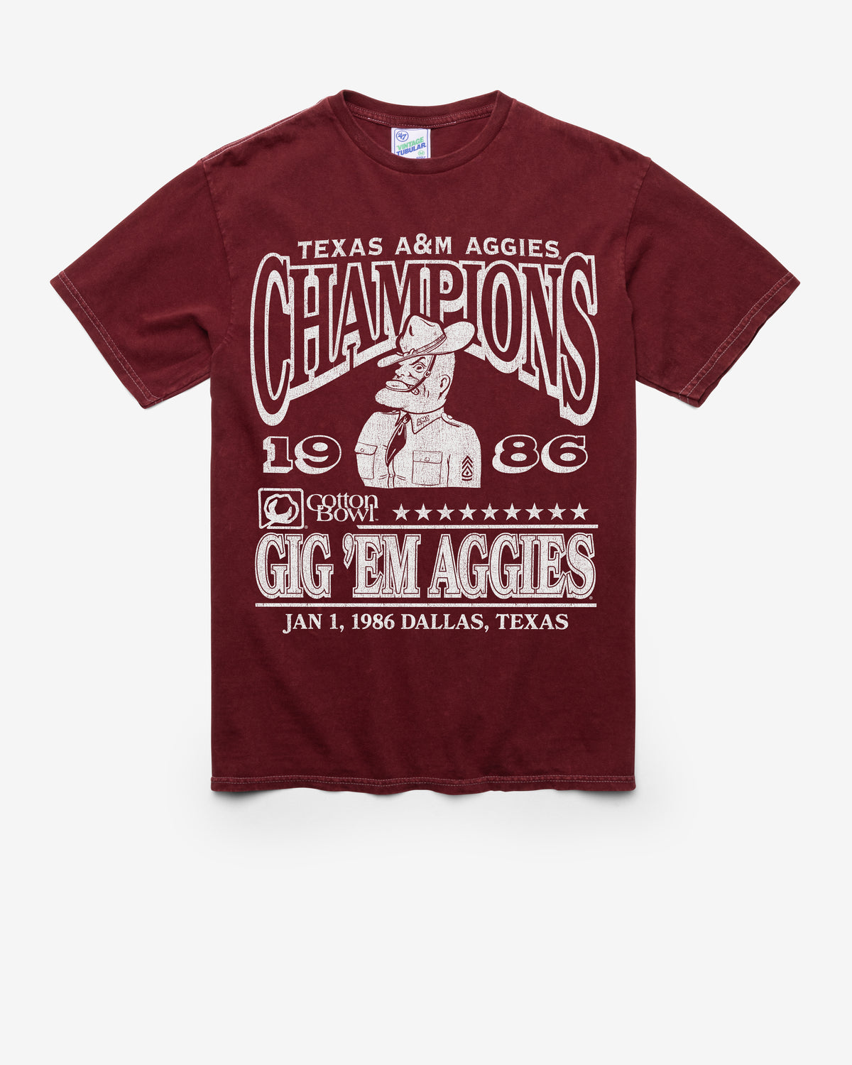 TEXAS A&M AGGIES H-BOWLS MONOCHROME VINTAGE '47 TUBULAR TEE