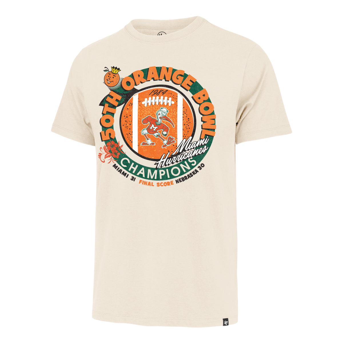 MIAMI HURRICANES ORANGE BOWL HISTORY '47 FRANKLIN TEE