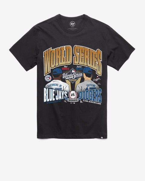 TORONTO BLUE JAYS / LOS ANGELES DODGERS DUELING WORLD SERIES ID '47 FRANKLIN TEE