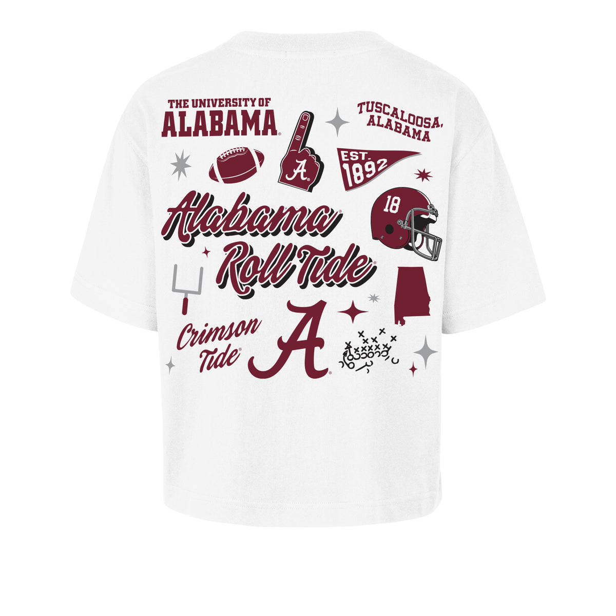 ALABAMA CRIMSON TIDE COLLAGE SCRIPT '47 REED CITY TEE WOMENS