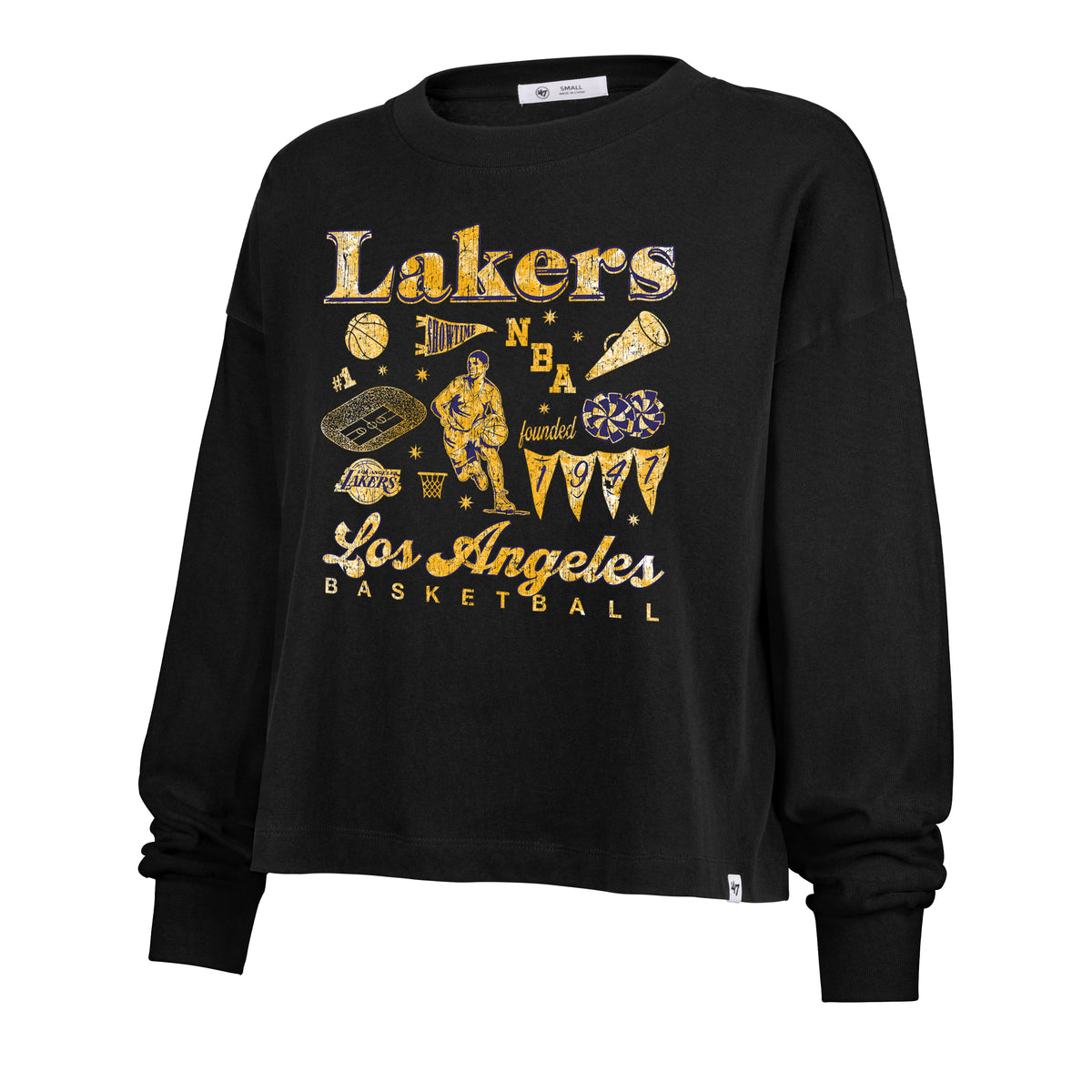 LOS ANGELES LAKERS TEAM COLLAGE '47 SYDNEY LONG SLEEVE TEE WOMENS