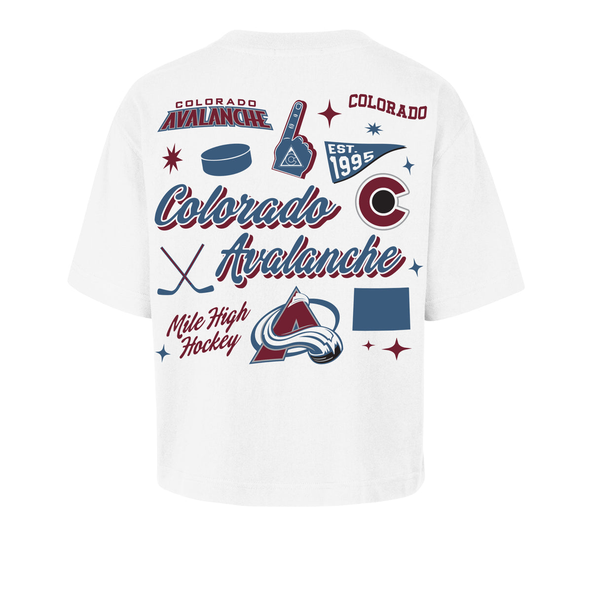 COLORADO AVALANCHE COLLAGE SCRIPT '47 REED CITY TEE WOMENS