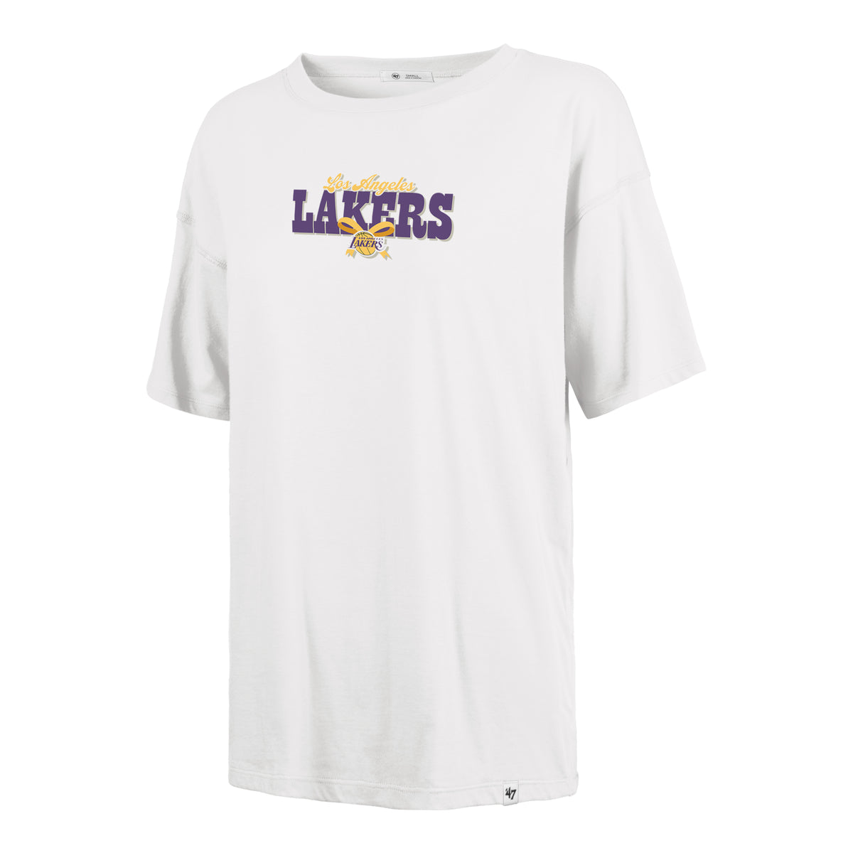 LOS ANGELES LAKERS BOW AND BANNER BACKER '47 SADIE TEE WOMENS