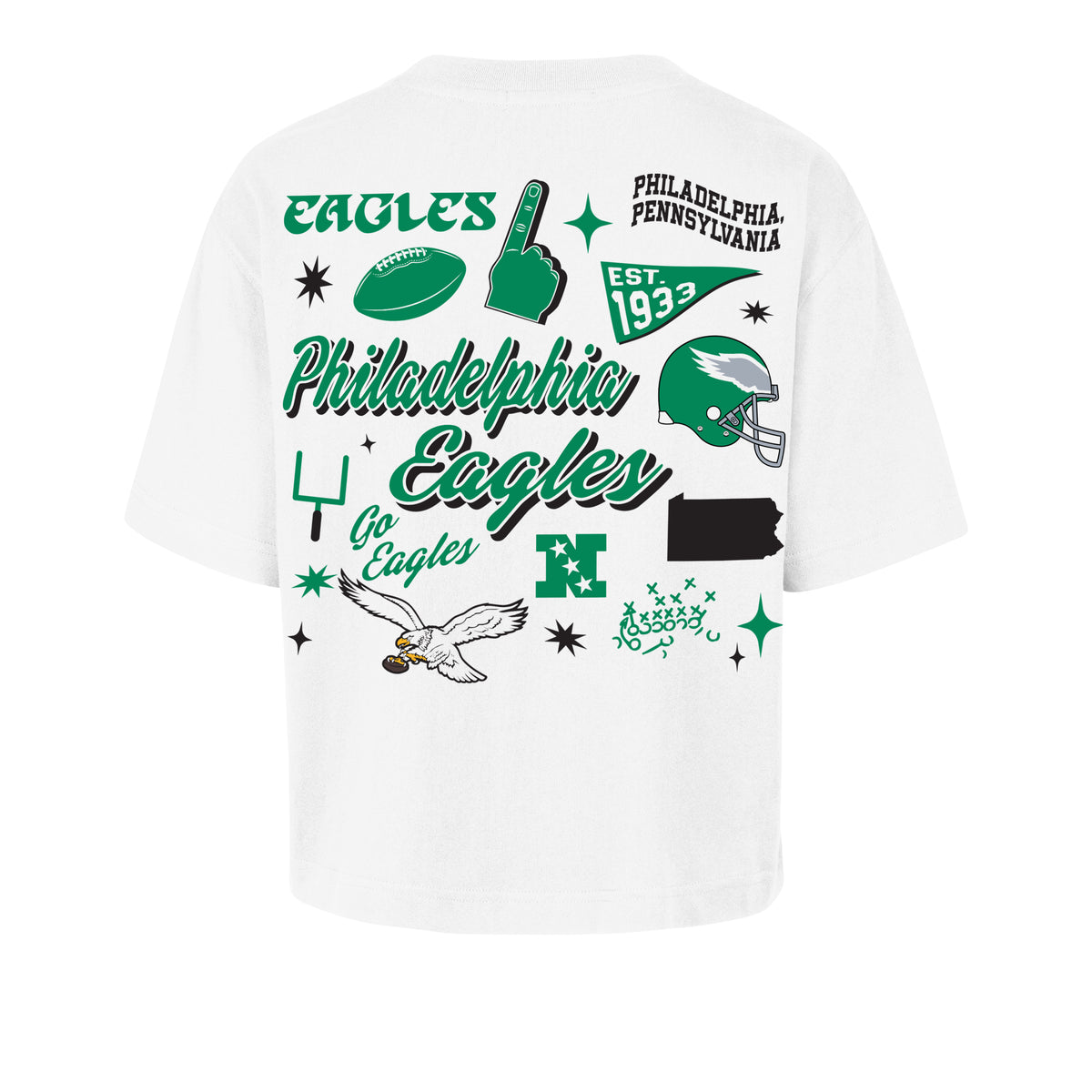 PHILADELPHIA EAGLES HISTORIC COLLAGE SCRIPT '47 REED CITY TEE WOMENS