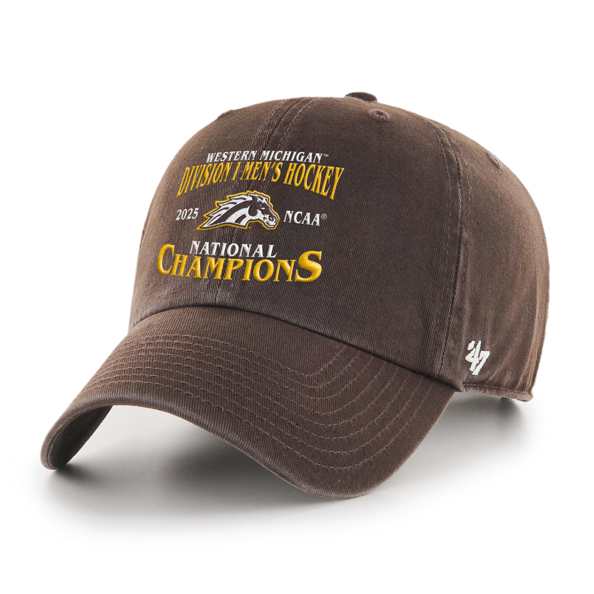 WESTERN MICHIGAN BRONCOS MEN'S HOCKEY 2025 NCAA CHAMPIONS '47 CLEAN UP