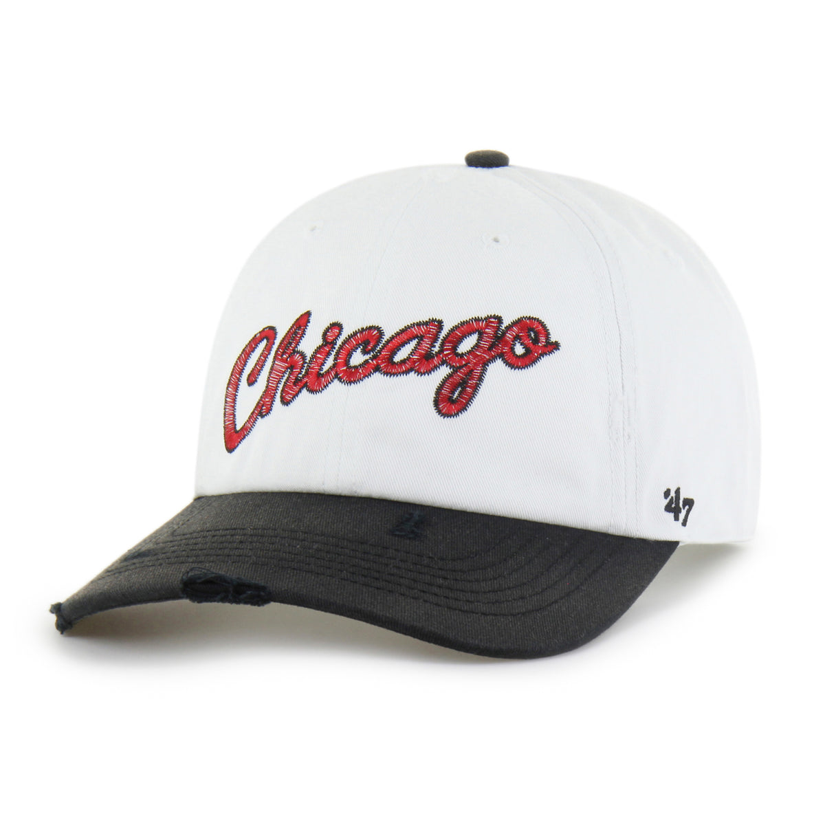 CHICAGO BULLS HARDWOOD CLASSICS WORN SCRIPT '47 CLEAN UP MF MID FIT