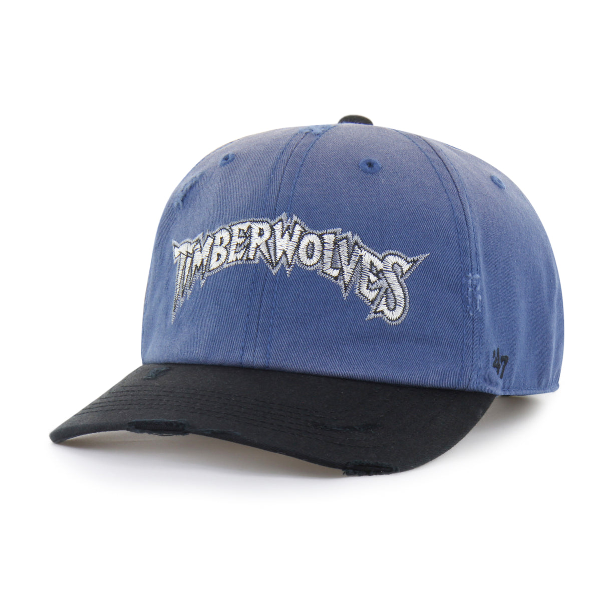 MINNESOTA TIMBERWOLVES HARDWOOD CLASSICS WORN SCRIPT '47 CLEAN UP MF MID FIT