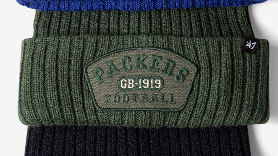 Ridgeway '47 Cuff Knit. A warm cuffed beanie with a merrowed team patch.