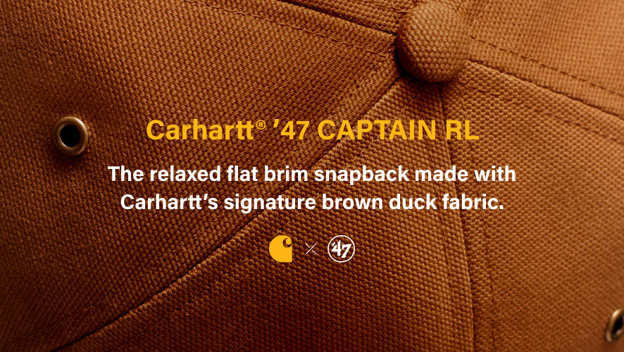 Carhartt '47 CAPTAIN RL- the relaxed flat brim snapback made with carhartts signature brown duck fabric. detail image of the top of a carhartt hat