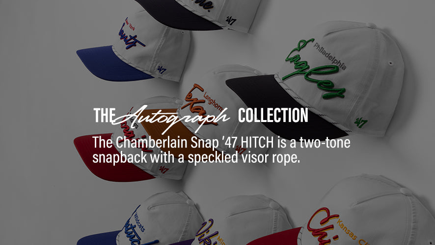 The Autograph Collection. The Chamberlain Snap '47 Hitch is a two-tone snapback with a speckled visor rope.