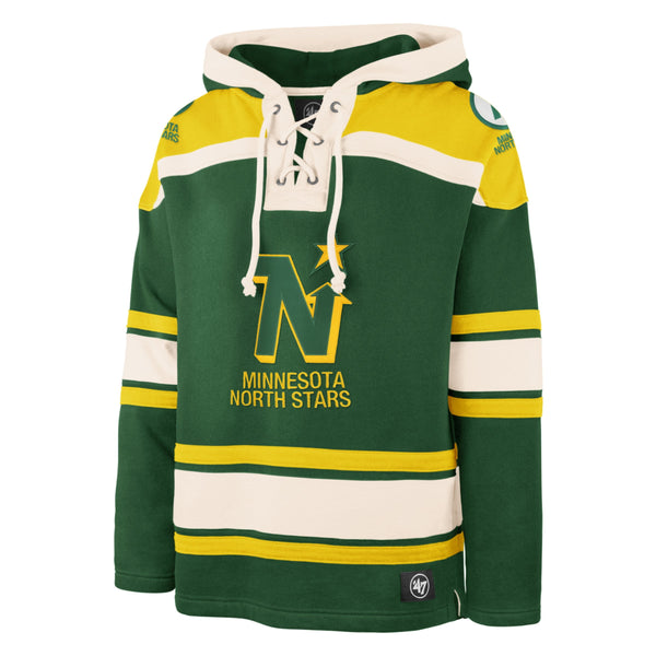 Green and White Hockey Jerseys with the North Stars Twill Logo