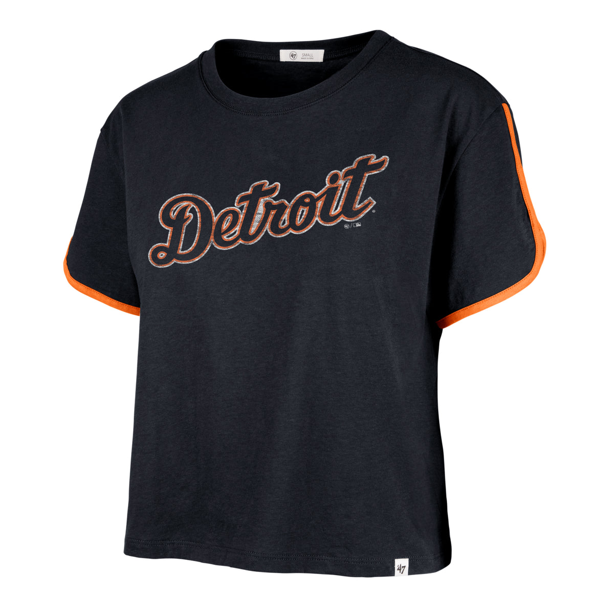 DETROIT TIGERS PREMIER WORDMARK '47 DOLPHIN HEM CROP WOMENS