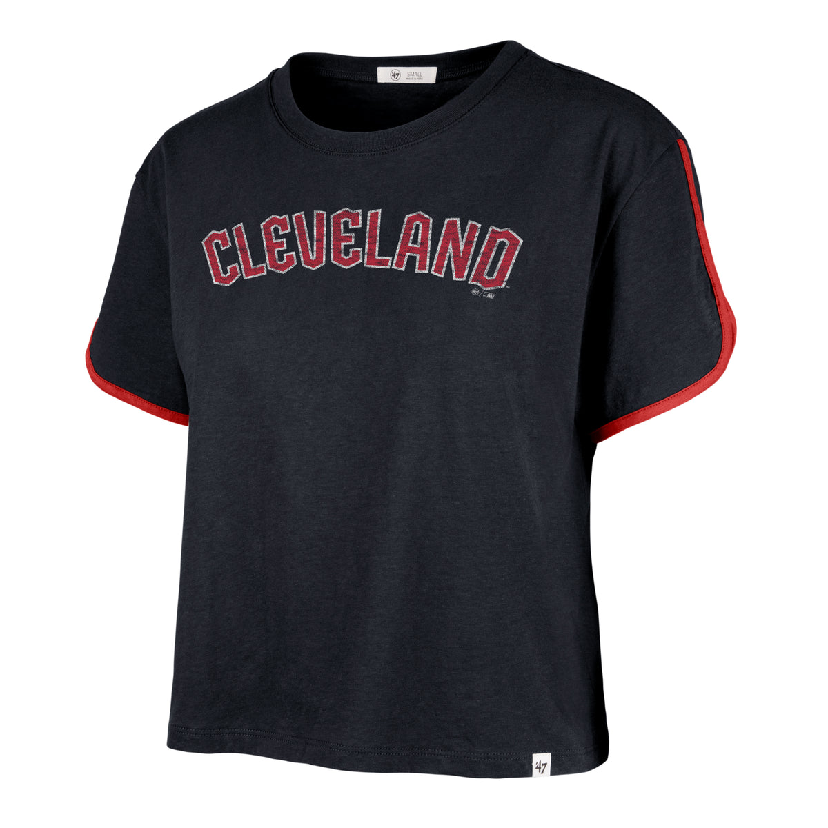CLEVELAND GUARDIANS PREMIER WORDMARK '47 DOLPHIN HEM CROP WOMENS