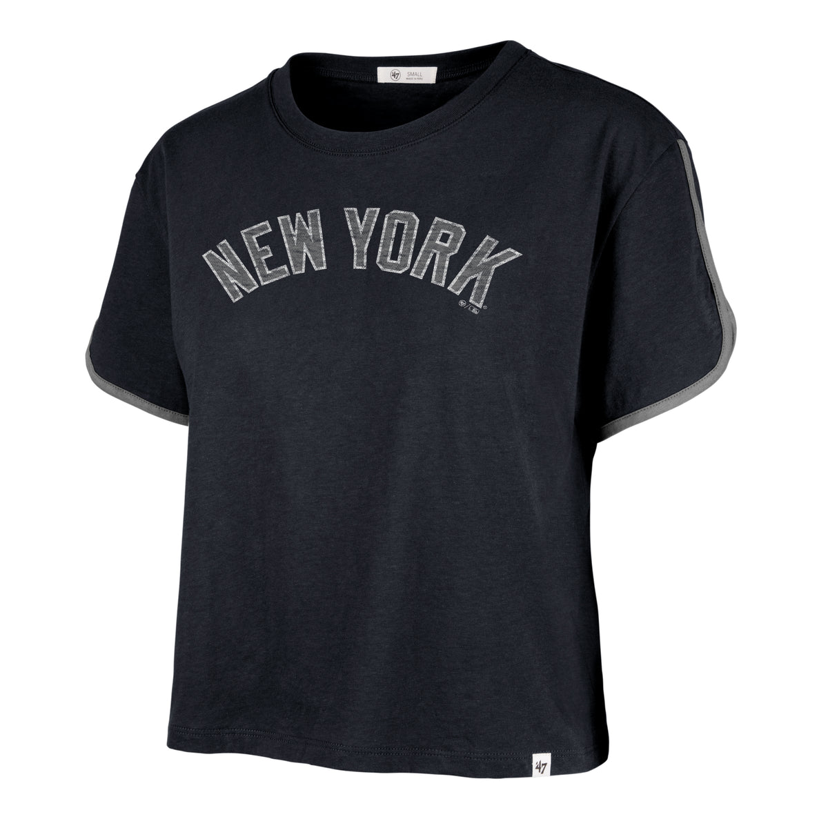 NEW YORK YANKEES PREMIER WORDMARK '47 DOLPHIN HEM CROP WOMENS