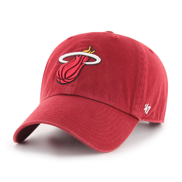 '47 Brand Miami Heat Clean Up Adjustable Strapback Hat - Red, Officially Licensed NBA Cap