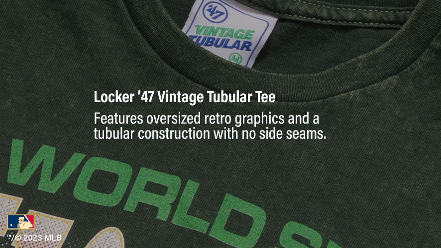 Locker '47 Vintage Tubular Tee. Features oversized retro graphics and a tubular construction with no side seams.