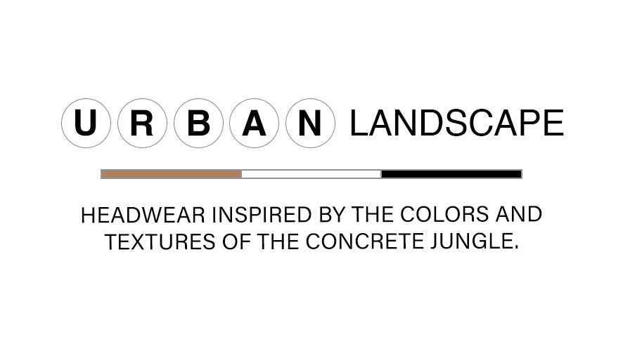 Urban Landscape. Headwear inspired by the colors and textures of the concrete jungle.