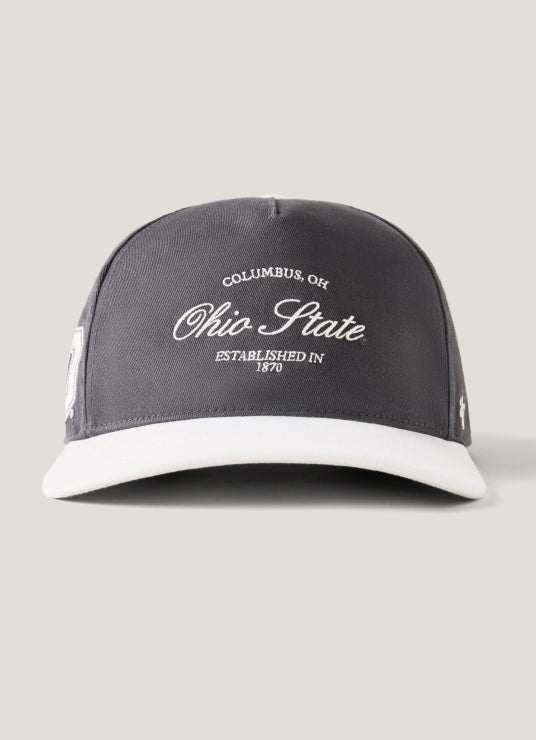 Gray cap with white text on a light gray background
