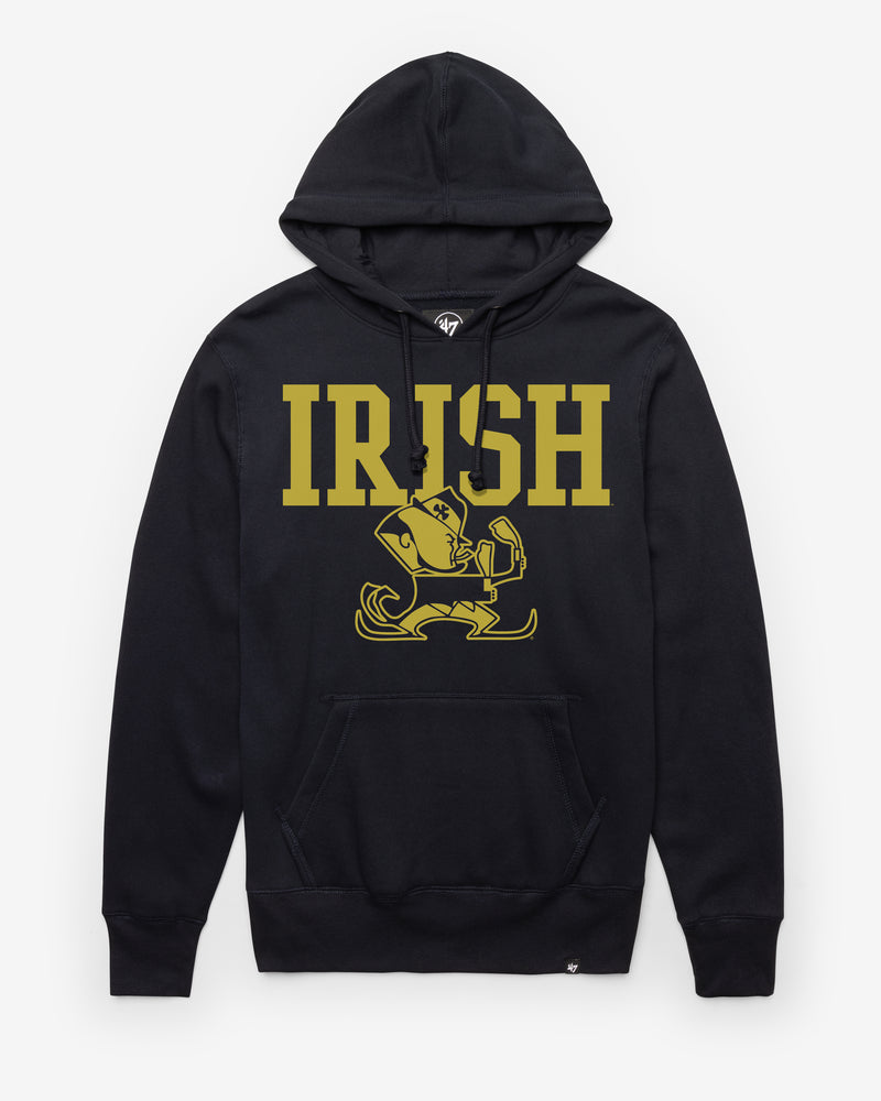 Notre Dame Fighting Irish Vintage Straight Block Headline Hoodie in Fall Navy | Size XL