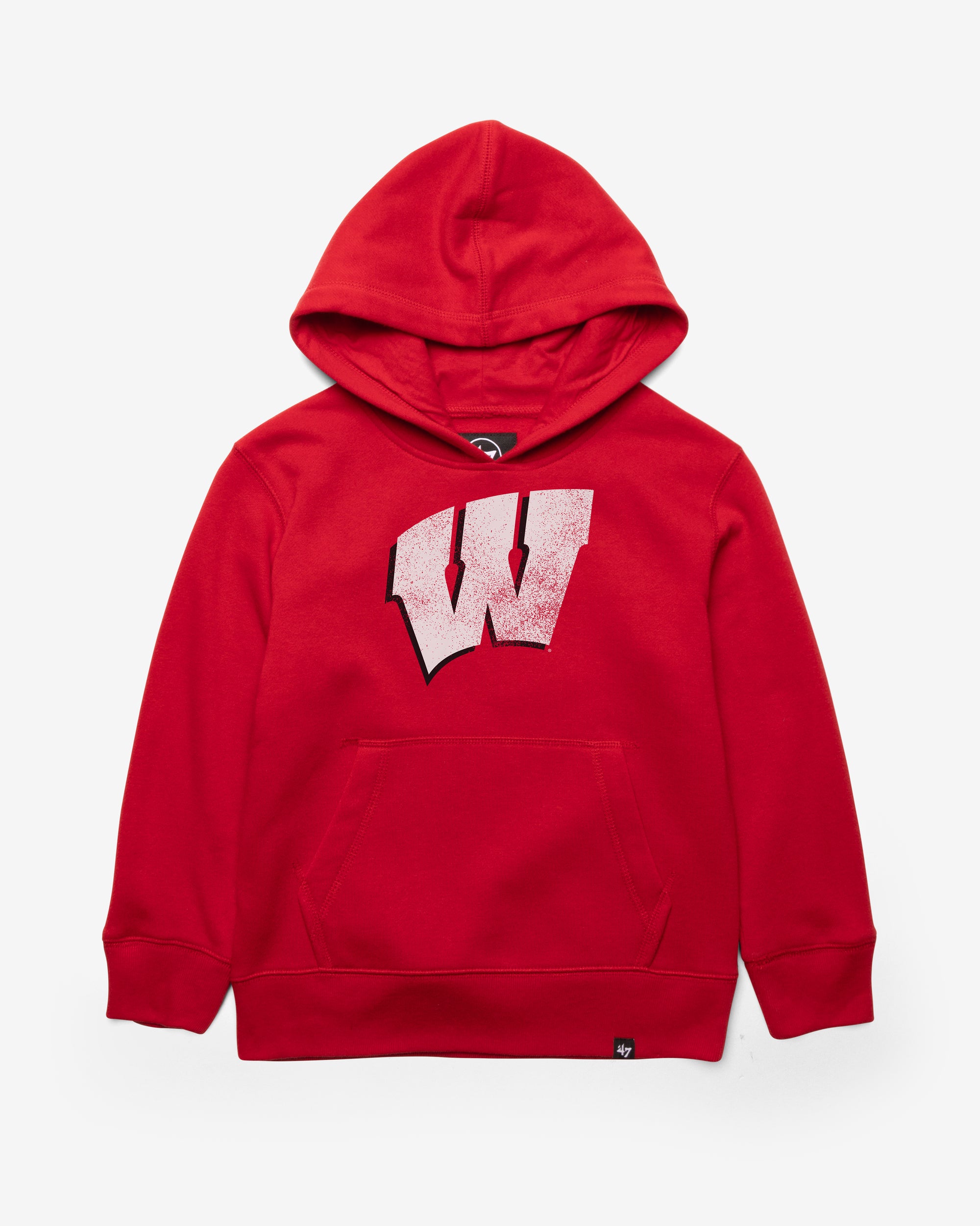 WISCONSIN BADGERS DISTRESSED IMPRINT '47 KID'S HEADLINE HOOD