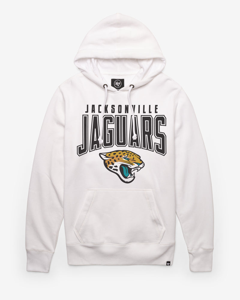 Men's '47 White Jacksonville Jaguars Elements Arch Headline Pullover Hoodie Size: Large
