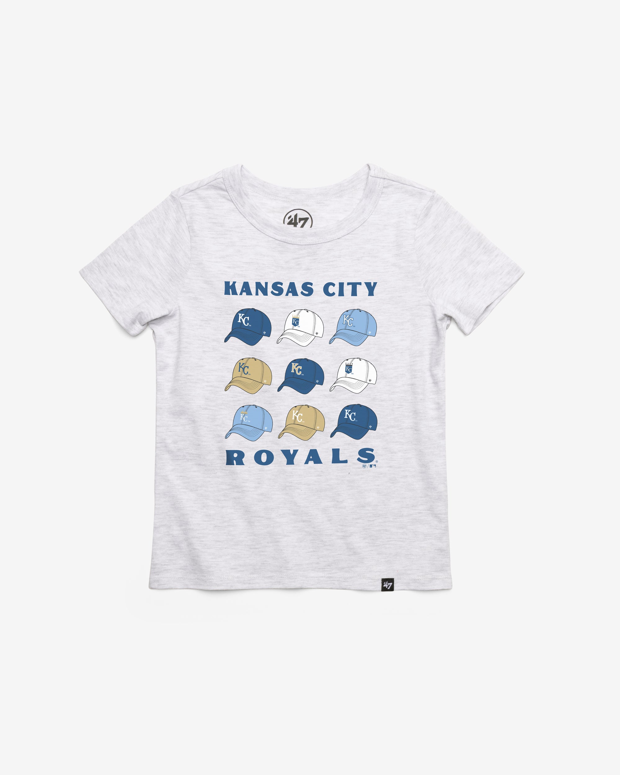 KANSAS CITY ROYALS COOPERSTOWN CAP OFF '47 KID'S FRANKLIN TEE