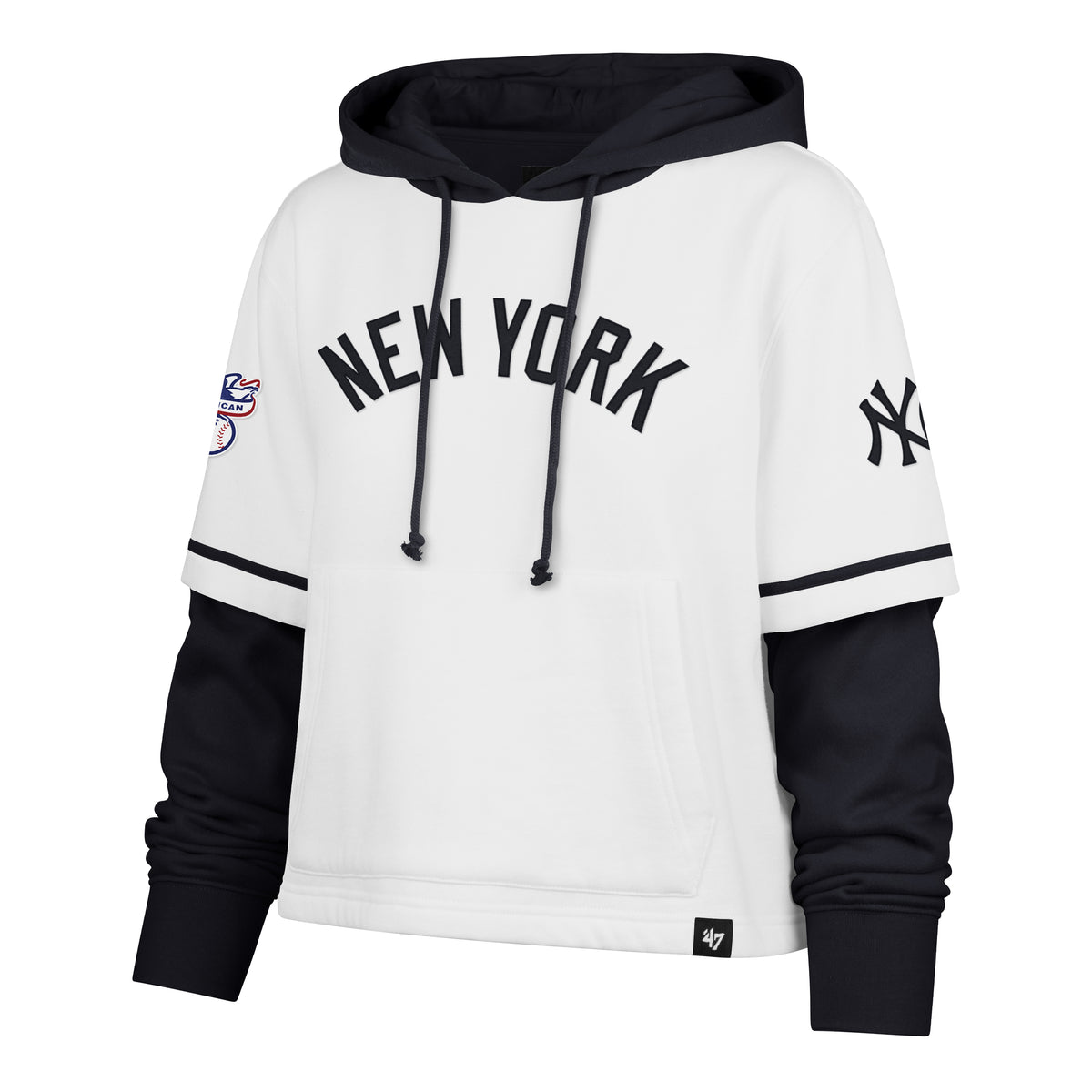 NEW YORK YANKEES TRIFECTA CROPPED '47 SHORTSTOP PULLOVER HOOD WOMENS