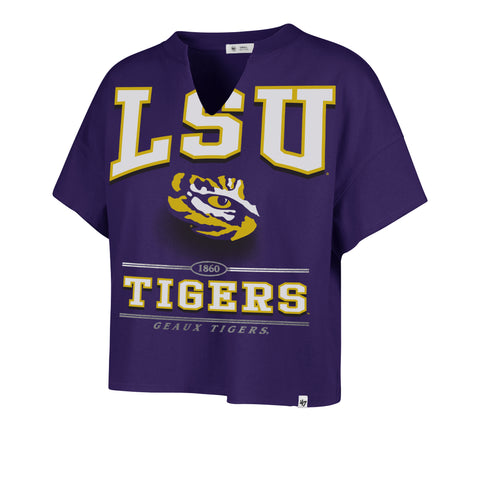 LOUISIANA STATE TIGERS LSU ELATION '47 OVERSIZED NOTCH NECK TEE WOMENS