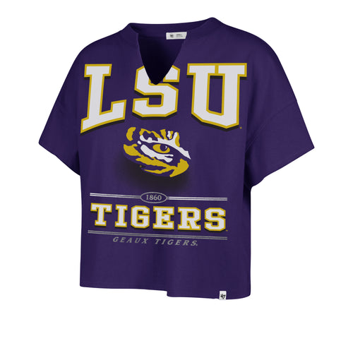 LOUISIANA STATE TIGERS LSU ELATION '47 OVERSIZED NOTCH NECK TEE WOMENS