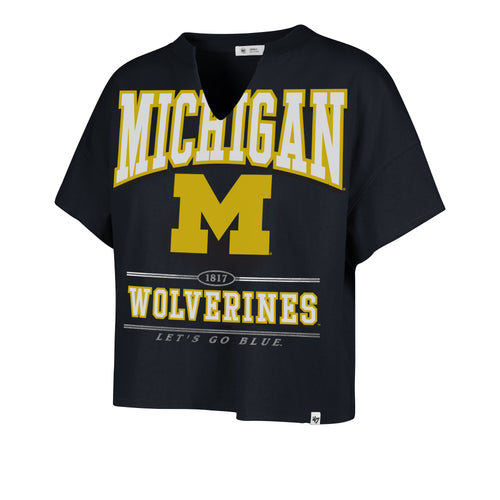 MICHIGAN WOLVERINES ELATION '47 OVERSIZED NOTCH NECK TEE WOMENS