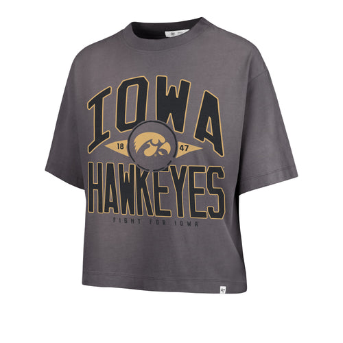 IOWA HAWKEYES WINDTHROW '47 RAVINE CROP TEE WOMENS