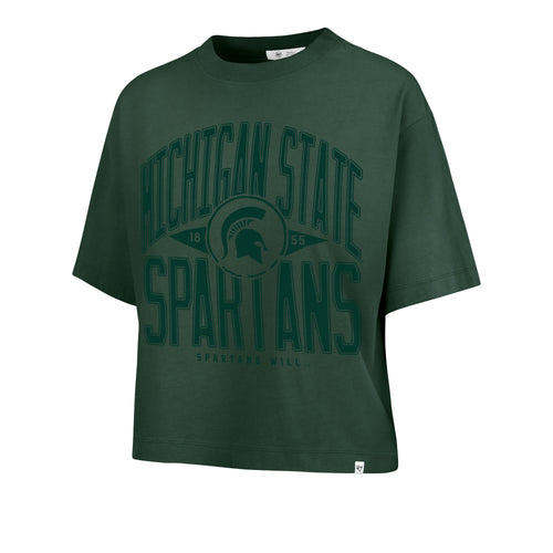 MICHIGAN STATE SPARTANS WINDTHROW '47 RAVINE CROP TEE WOMENS